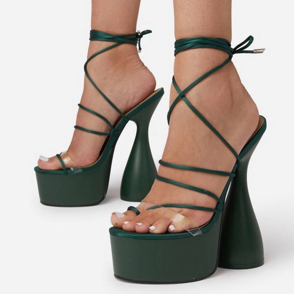 EGO Dark Green  Statement Platform Sandal